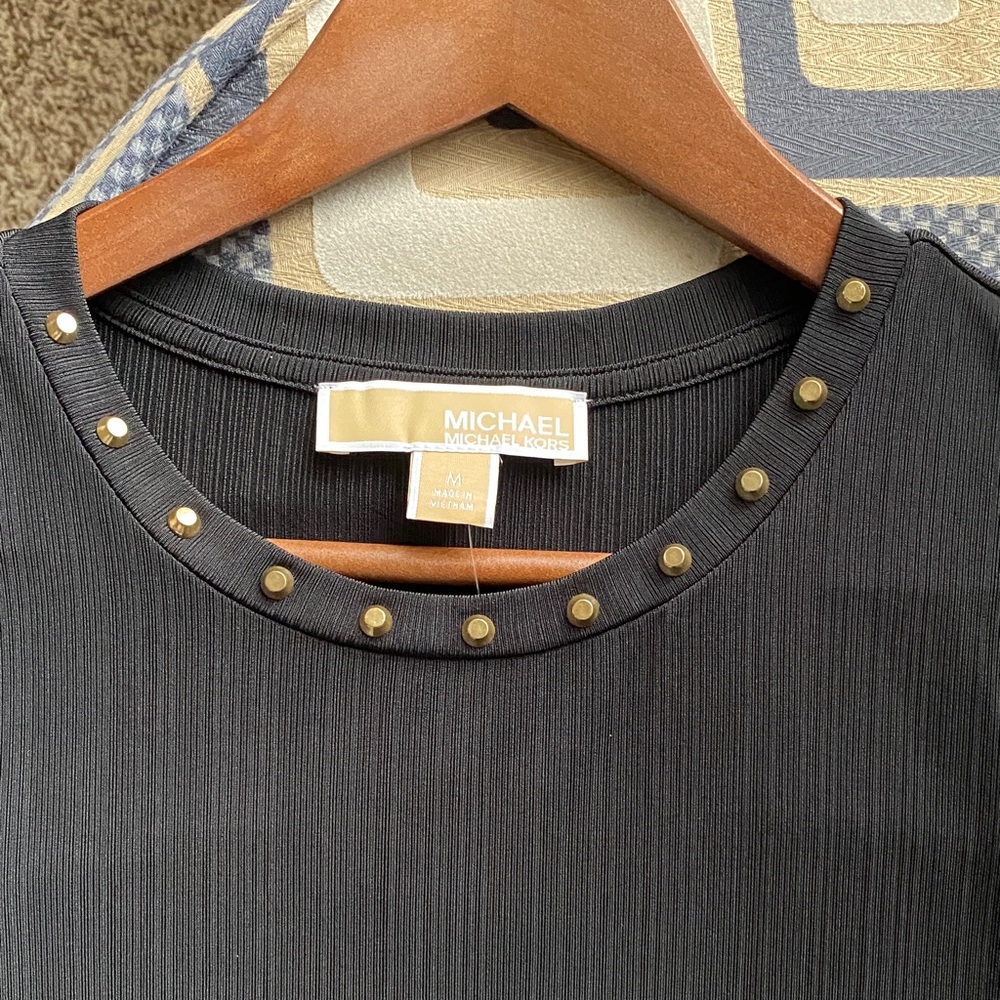 Michael Kors Black Top with Gold Studs - Picture 7 of 9